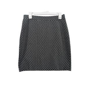 Loft Diamond Print Pencil Skirt Small Black White Mini Elastic Waist Formal Work